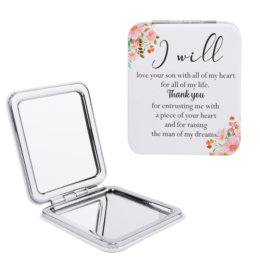 Mother of The Bride/Groom Gifts, Mother in Law Pocket Mirror, Wedding Mirror for Woman,Thank You Gifts, I Love You, Wedding Day Keepsake for Mother, Bridal Shower Gifts (Mother of Groom)
