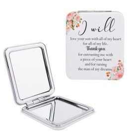 Mother of The Bride/Groom Gifts, Mother in Law Pocket Mirror, Wedding Mirror for Woman,Thank You Gifts, I Love You, Wedding Day Keepsake for Mother, Bridal Shower Gifts (Mother of Groom)