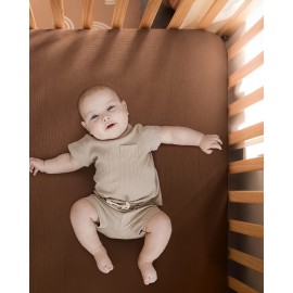 Blissful Diary Muslin Mini Crib Sheets, Pack and Play Mattress Sheets Fitted for Pack N Play, Soft Cotton for Boys Girls, 2 Pack(Sunshine&Brown)
