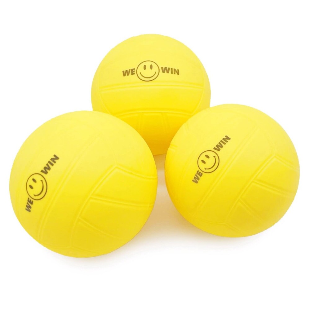 Aolowewin Spike Replacement Balls | Roundnet Game Balls | Strong Bounce Ball | 3.5inch Yellow Soft Rubber Ball 3-Pack | Lawn Beach Volleyball (3)