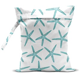 zcyxuuw Wet Dry Bag for Swimsuit, Travel, Beach, Pool, Diapers, Dirty Yoga Gym Clothes, Makeup, Waterproof Reusable Beach Bag with Ocean Decor Starfish Sea Horse Anchor