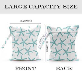 zcyxuuw Wet Dry Bag for Swimsuit, Travel, Beach, Pool, Diapers, Dirty Yoga Gym Clothes, Makeup, Waterproof Reusable Beach Bag with Ocean Decor Starfish Sea Horse Anchor