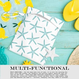 zcyxuuw Wet Dry Bag for Swimsuit, Travel, Beach, Pool, Diapers, Dirty Yoga Gym Clothes, Makeup, Waterproof Reusable Beach Bag with Ocean Decor Starfish Sea Horse Anchor