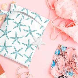 zcyxuuw Wet Dry Bag for Swimsuit, Travel, Beach, Pool, Diapers, Dirty Yoga Gym Clothes, Makeup, Waterproof Reusable Beach Bag with Ocean Decor Starfish Sea Horse Anchor