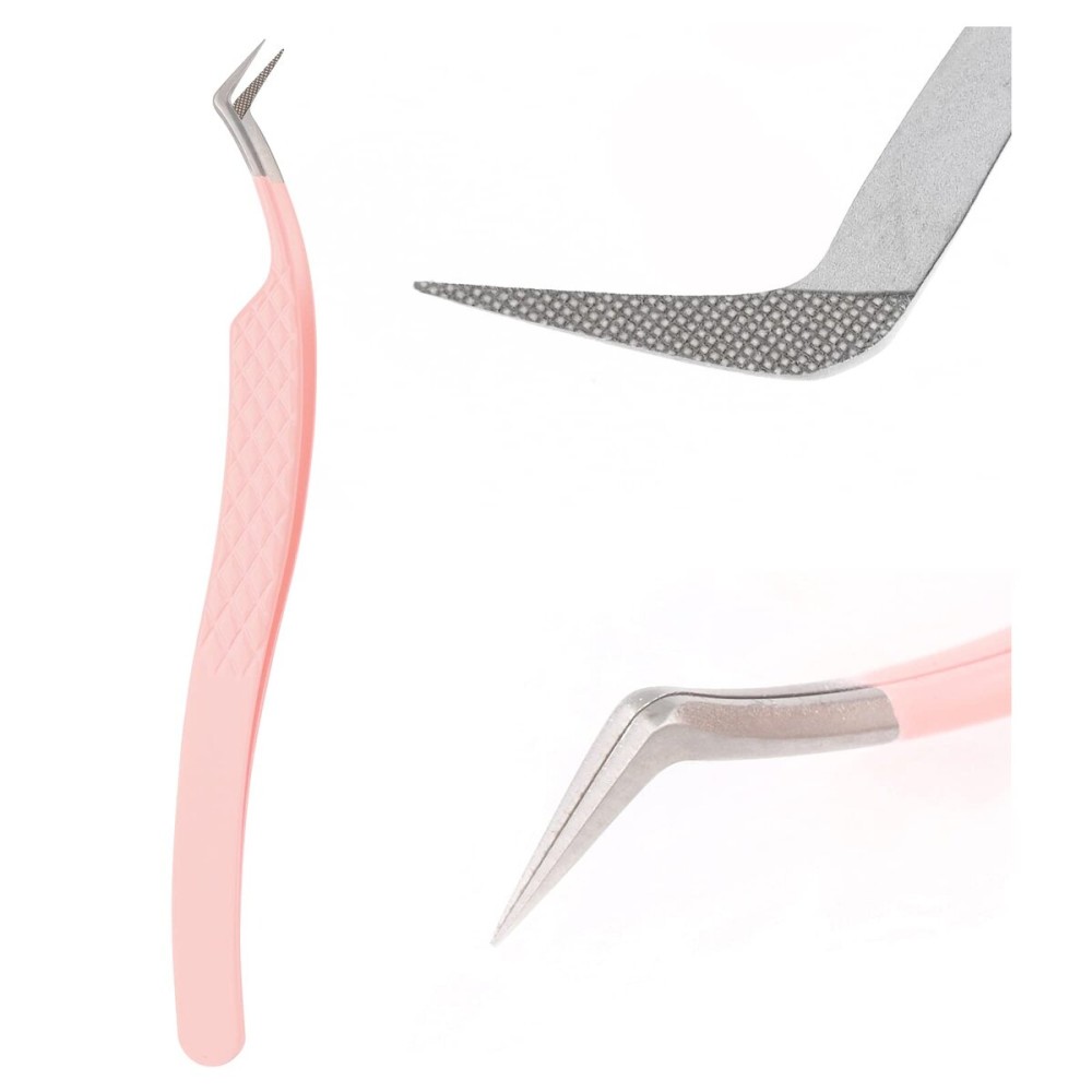 Lash Tweezers Professional Eyelash Extension Tweezers for Make Fans 3D 6D Pink Japanese Stainless Steel by FADVAN