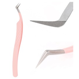 Lash Tweezers Professional Eyelash Extension Tweezers for Make Fans 3D 6D Pink Japanese Stainless Steel by FADVAN