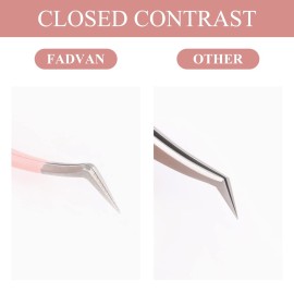 Lash Tweezers Professional Eyelash Extension Tweezers for Make Fans 3D 6D Pink Japanese Stainless Steel by FADVAN