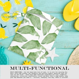 zcyxuuw Wet Bag, Wet Dry Bag, Wet Bag for Swimsuit, Travel, Beach, Pool, Diapers, Dirty Yoga Gym Clothes, Makeup Bag, Waterproof Tropical Palm Leaves Decor Jungle Palm Leaf Favors