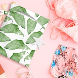 zcyxuuw Wet Bag, Wet Dry Bag, Wet Bag for Swimsuit, Travel, Beach, Pool, Diapers, Dirty Yoga Gym Clothes, Makeup Bag, Waterproof Tropical Palm Leaves Decor Jungle Palm Leaf Favors