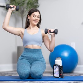 SHERLIX Gym Water Bottle Pouch with Waterproof Touchscreen Accessory Pocket for Phone. Keychain Carabiner, Side Mesh Pocket for AirPods. Fits 18-40 oz Stanley, Hydro Flask, Yeti, Iron Flask Bottles