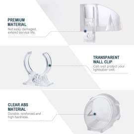 Lenink 2 Pack Clear Lightsaber Wall Mount, Lightsaber Holder Rack Compatible with Galaxys Edge Lightsabers, Darth Revan Lightsaber, Darth Vader Sabers and Most Lightsaber