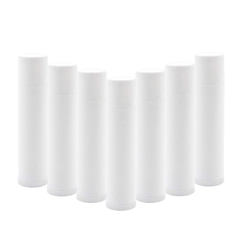 50 PCS White Plastic Empty Lip Balm Tubes Containers DIY Lipstick Lip Salve Tubes Holder Dispenser for Travel Business Trip Camping Hiking