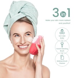 QiqaMole Ice Mold for Face,Ice Face Roller,Ice Roller Silicone Facial and Eye,Reusable Facial Treatment to Tone Skin & De-Puff The Eye Area and Lubricate The Skin