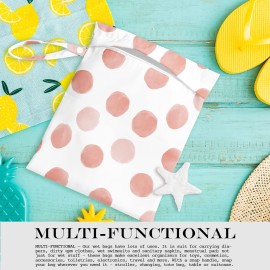 zcyxuuw Wet Bag, Wet Dry Bag, Wet Bag for Swimsuit, Travel, Beach, Pool, Diapers, Dirty Yoga Gym Clothes, Makeup Bag, Waterproof Reusable Polka Dot Decor Geometric Polka Dot