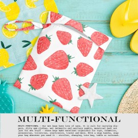 zcyxuuw Wet Bag, Wet Dry Bag, Wet Bag for Swimsuit, Travel, Beach, Pool, Diapers, Dirty Yoga Gym Clothes, Makeup Bag, Waterproof Reusable Fruit Decor Orange Strawberry