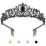 Noonhorse Tiara and Crown for Women Black Taras for Girls Princess Crown Prom Queen Headband Bride Headpiece for Wedding Halloween Cosplay