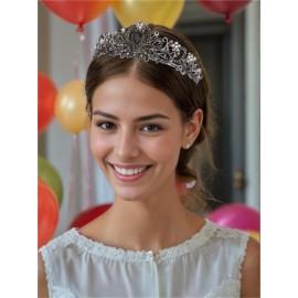 Noonhorse Tiara and Crown for Women Black Taras for Girls Princess Crown Prom Queen Headband Bride Headpiece for Wedding Halloween Cosplay
