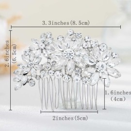 Olbye Bridal Hair Comb with Rhinestone Flower Headpiece - Crystal Side Combs for Brides and Bridesmaids (Silver) Olbye Bridal Hair Comb with Rhinestone Flower Headpiece - Crystal Side Combs for Brides and Bridesmaids (Silver)