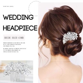 Olbye Bridal Hair Comb with Rhinestone Flower Headpiece - Crystal Side Combs for Brides and Bridesmaids (Silver) Olbye Bridal Hair Comb with Rhinestone Flower Headpiece - Crystal Side Combs for Brides and Bridesmaids (Silver)
