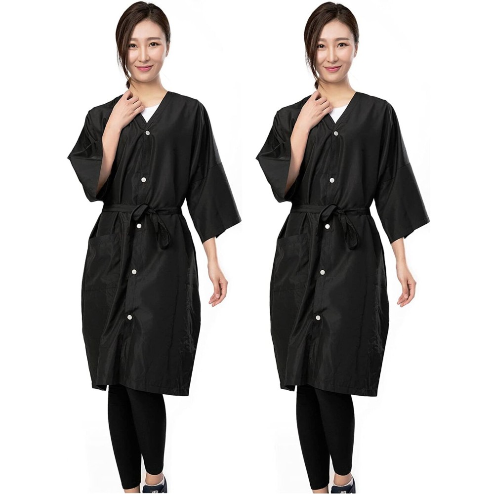 PERFEHAIR Salon Robes for Clients, Pack of 2, Hair Color Cape Kimono Gown Style, Grooming Smocks for Women & Men, 5 Snaps Closures PERFEHAIR Salon Robes for Clients, Pack of 2, Hair Color Cape Kimono Gown Style, Grooming Smocks for Women & Men, 5 Snaps Closures