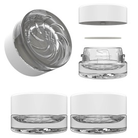 5ml Supercell Clear Glass Thick Child Resistant Containers - Concentrate Storage Jars for Oil, Lip Balm, Wax, Cosmetics - Premium PE Cap Seal White Lid (10)