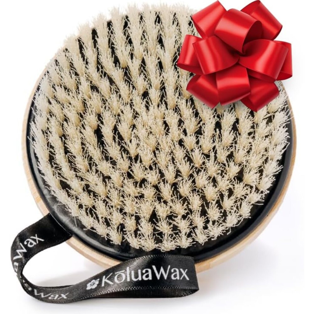 KoluaWax Exfoliating Brush, Body Scrubber for Wet or Dry Brushing, Waxing Prep for Skin and Ingrown Hair, Soft Bristle for Scrubbing, Lymphatic Drainage and Blood Circulation Improvement