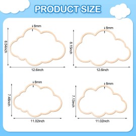 4 Pieces Boho Nursery Cloud Star Wall Decor Wooden Babyroom Moon Rattan Wall Decor Wooden Rainbow for Children Baby Kids Boys Girls Bedroom Nursery Pendant(Cloud)