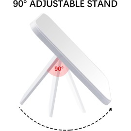 Ymemok Desktop Makeup Mirror, 8 Inch Portable Mirror, Simple Folding Makeup Mmirror with Stand, Standing Wall Hanging Double-Duty White