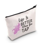 MEIKIUP Tap Dance Makeup Bag for Dancer Teacher Gift - Life Is Better When You Can Tap Dancing Dancer Cosmetic Bag