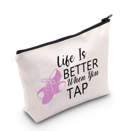 MEIKIUP Tap Dance Makeup Bag for Dancer Teacher Gift - Life Is Better When You Can Tap Dancing Dancer Cosmetic Bag