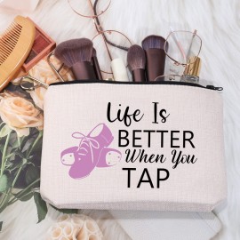 MEIKIUP Tap Dance Makeup Bag for Dancer Teacher Gift - Life Is Better When You Can Tap Dancing Dancer Cosmetic Bag