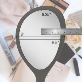 Zadro Large Hand Mirror with Handle Salon Mirrors for Hair Stylist, Big Handheld Mirror Makeup Mirror Wall Mounted Hang (1, Pebble Gray, Medium: 15 x 8)