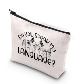TSOTMO ASL Be Kind Sign Language Do You Speak My Language Zipper Pouch Makeup Bag (Speak my language)