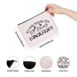 TSOTMO ASL Be Kind Sign Language Do You Speak My Language Zipper Pouch Makeup Bag (Speak my language)