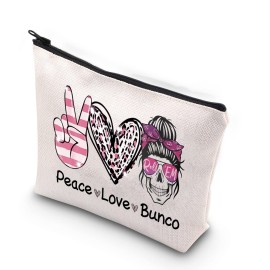 TSOTMO Bunco Dice Gamer Gift Peace Love Bunco Gambling Lover Zipper Pouch Makeup Bag (Peace Love Bunco)