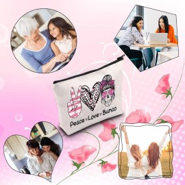 TSOTMO Bunco Dice Gamer Gift Peace Love Bunco Gambling Lover Zipper Pouch Makeup Bag (Peace Love Bunco)