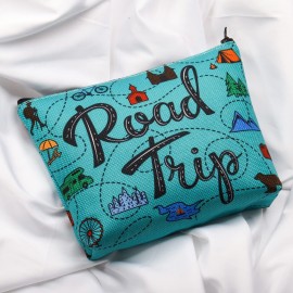 Travel Lover Gift Road Trip Camping Gift Travelling Hiking Lover Zipper Pouch Makeup Bag (Road Trip)
