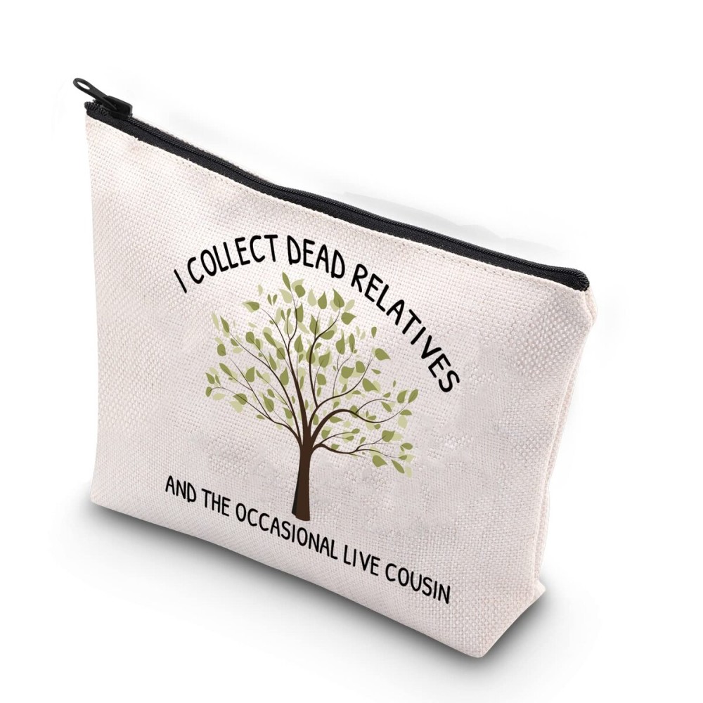 TSOTMO Funny Genealogist Gift I Collect Dead Relatives And The Occasional Live Cousin Zipper Pouch Makeup Bag (Relatives cousin)
