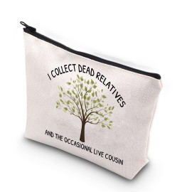TSOTMO Funny Genealogist Gift I Collect Dead Relatives And The Occasional Live Cousin Zipper Pouch Makeup Bag (Relatives cousin)