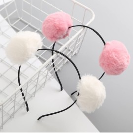 Erioctry 3 Pcs Cute Panda Ears Headbands Plush Pom Pom Headbands Hair Bands Hoop Costume Hair Accessories for Womens Birthday Party Halloween Costume Christmas
