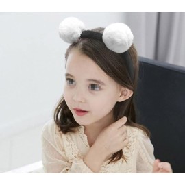 Erioctry 3 Pcs Cute Panda Ears Headbands Plush Pom Pom Headbands Hair Bands Hoop Costume Hair Accessories for Womens Birthday Party Halloween Costume Christmas