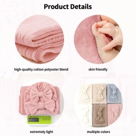 Baby Blankets,5PCS Security Blanket for Babies - Swaddle Adjustable Wearable Blanket, 5pcs Newborn Accessories Set with Hello World Wooden Birth Announcement Card, Baby Blankets for Girls&Boys (Pink)