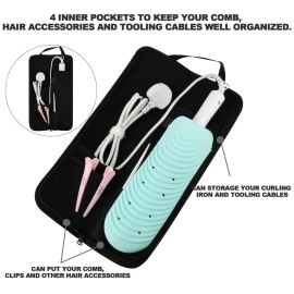 Beautyflier Curling Iron, 16.5IN, Flower White - Set of 2 Travel Case, Canvas Heat-Resistant Flat Iron Holder Case and Silicone Mat for Hair Tools for Travel, Gym or Daily Use