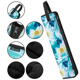 Beautyflier Curling Iron, 16.5IN, Flower White - Set of 2 Travel Case, Canvas Heat-Resistant Flat Iron Holder Case and Silicone Mat for Hair Tools for Travel, Gym or Daily Use