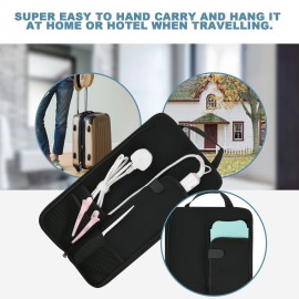 Beautyflier Curling Iron, 16.5IN, Flower White - Set of 2 Travel Case, Canvas Heat-Resistant Flat Iron Holder Case and Silicone Mat for Hair Tools for Travel, Gym or Daily Use