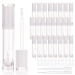COSIDEA 26 pcs Refillable Empty 8ml Lip Gloss Tubes with clear WandRound white Lipgloss ContainersDIY cosmetic packing Container Bulk Wholesale