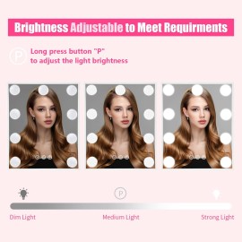 Beinocci Hollywood Vanity Mirror with Lights - 9 Led Bulbs Makeup Mirror with Lights for Desk, 3 Color Lighting, Touch Screen Control, Lighted Makeup Vanity Mirror for Tabletop, White