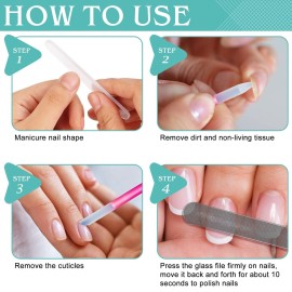 Glass Nail File Buffer with Case - 5PCS Nail Buffer and Nail Shiner Kit Glass Cuticle Pusher Nail Care for Men Women Nail Files for Natural Acrylic Nails Fingernail Files Manicure Tool