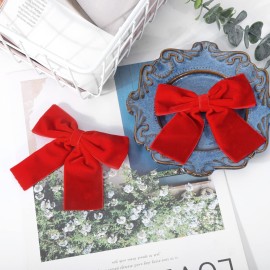2PCS Velvet Hair Bows Red Hair Ribbon Clips 4 Big Fall Alligator Clips Hair Accessories for Women Girls Toddlers Kids Baby
