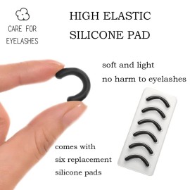 Eyelash Curlers Protable Eyelash Curler with 6 Silicone Refill Pads Professional Lash Curler Makeup Tool for Eyes (2 Golden)